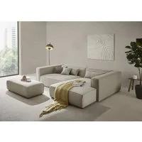 LeGer Home by Lena Gercke Ecksofa PIARA XXL, L-Form, Schlaffunktion, Cord, Leinenoptik o. Strukturstoff, Hocker stellbar zum Schlafsofa (Krokodilverbinder), tiefe Sitzfläche