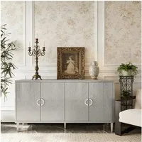 Celya Sideboard 152 cm stilvoller und funktionaler 4-türiger Aufbewahrungsschrank (Champagner, für Wohnzimmer, Schlafzimmer und Küche), mit Kiefernholzbeinen und MDF