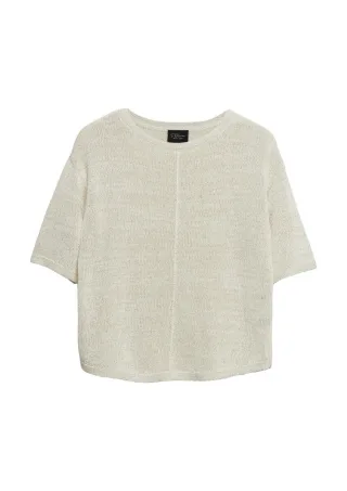 s.Oliver BLACK LABEL - Kurzärmeliger Strickpullover beige - Gr. - M