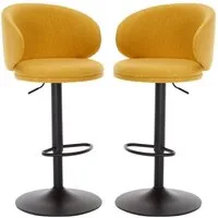 WAHSON OFFICE CHAIRS Barhocker Leinen Tresenhocker Drehbar Höhenverstellbar Barstuhl mit Lehne (2 St)