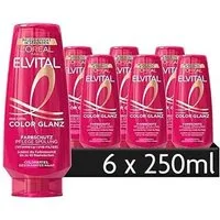 L'ORÉAL PARIS Haarspülung L'Oréal Paris Elvital Color Glanz Spülung, Packung, 6-tlg., Schützt die Farbintensität, Mit Vitamin Cg und UVB-Filter.