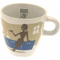Jacobs Douwe Egberts Becher Kaffeebecher mit Henkel, Design mit blau, 250 ml, Porzellan