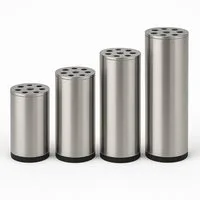 HOOZ Möbelfuß Möbelfüße 4er Set Edelstahl gebürstet – Silber matt – 80–150 mm, (Set, 4-St., 10 cm), in 4 verschiedenen Größen
