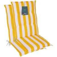 LILENO HOME Hochlehnerauflage Gartenstuhl Auflage, bequeme Sitzauflage für Gartenmöbel, Stuhlkissen, (2 St., 2er Set), Polsterauflage Blockstreifen Gelb, Sitzpolster für Klappstühle