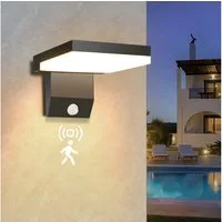 POPOLIC LED Außen-Wandleuchte 24 W LED-Wandleuchten für den Außenbereich mit Bewegungsmelder,2250lm, 3000 K, Außenwandlampe, IP66, moderne Außenwandbeleuchtung