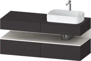 Duravit Qatego Konsolenwaschtischunterbau wandhängend Graphit Supermatt 1400x550x600 mm - QA47660848 QA4766084800010
