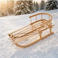 Best for Kids Schlitten Kinder Holzschlitten mit Rückenlehne Buche Eiche (Kinderschlitten, 1-tlg., mit Rückenlehne und Zugleine), 88 x 32 x 39 cm (L x B x H)