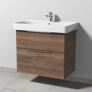 Sanipa 3way Waschtischunterbau zu Geberit Smyle Square Waschtisch mit 2 Auszügen, Eiche-Tabak UM67250