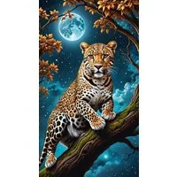 Rötting Design Malen nach Zahlen Diamond Painting Set 5D DIY Motiv Tiger im Vollmond (Komplett-Set), Diamond Painting Vollbild, Lieferung enthält alle Utensilien