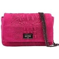 ITALYSHOP24 Schultertasche MADE IN ITALY Damen ECHTLEDER Tasche Umhängetasche Crossbody Bag Kroko, Leicht, Minibag Clutch CrossOver Bodybag Brustbag & Handytasche, Kette