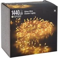 Spetebo Lichterkette Silver Wire CLUSTER Lights - 1440 LED, 1440-flammig, Micro Draht Büschel Lichterkette für Außen