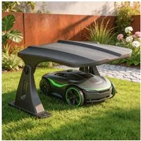 FIVMEN Rasenmähroboter-Cover Schutzüberdachung aus ABS Robuste Carport Abdeckung, für Rasenmäher Rasenroboter im Garten, Schwarz, 79x80x40cm