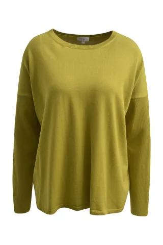 Milano Italy - pullover w roundneck, oversized body and 1/1 sleeves pistachio - Gr. - S
