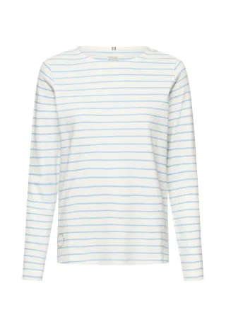camel active - Langarm-T-Shirt aus reiner Baumwolle soft blue/milk whit - Gr. - S