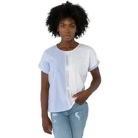 Gio Milano Kurzarmshirt G30-1109 Denim mit Strassapplikationen aufwendige Strassapplikationen