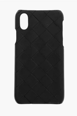 Intreccio Soft-Leder-iPhone Xs-Hülle in Schwarz
