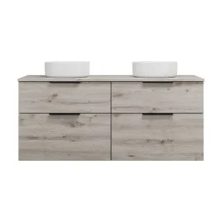 Burgbad Keramik Waschtisch-Set Eqio Eiche Dekor Silber/Alpinweiss, SGUO140F6015C0001 SGUO140F6015C0001