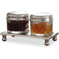 Mirabeau Vorratsdose Dosen 2er Set Aiton klar/silber, Glas, Deckel: Messing, Halterung: Messing