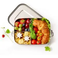 LEKKABOX Lunchbox Safe Lunchbox, 1000ml - Edelstahl Brotdose mit 3 Fächern auslaufsicher, Nach außen auslaufsicher, mit 3 Fächern für trockene Lebensmittel