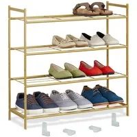 relaxdays Schuhregal Stapelbares Schuhregal 4 Ebenen, gold