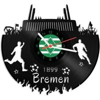 GRAVURZEILE Wanduhr Schallplattenuhr Bremen - 100% Vereinsliebe - Fußball -