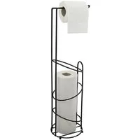 MSV Toiletten-Ersatzrollenhalter HOLLY, Stahl, kombinierter Toilettenpapierhalter und Ersatzrollenhalter - für bis zu 3 Ersatzrollen, edle matt-Optik, schwarz