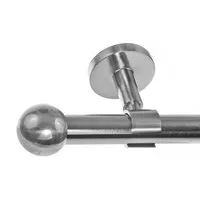BASIT Gardinenstange Edelstahloptik 20mm mit Deckenträgern 120 cm E33, Ø 20 mm, 1-läufig, verschraubt, Metall, D31 120 cm E33 Kugel