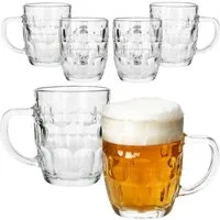 MamboCat Bierglas 6x Dublin Bierkrug 400ml mit Relief & Henkel Bierhumpen klar 0,4L, Glas