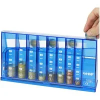 HMF Spardose Münzzähler mit automatischer Sortierung zur Kleingeld Aufbewahrung, Münzsortierer mit Werteskala als Spardose Kinder, 24 x 12 x 5 cm, Blau