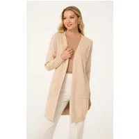 Passioni Longstrickjacke mit Rippenstruktur und Taschen