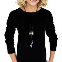 MIRROSI Lange Kette Damen Halskette mit elegantem Anhänger aus Metall ca.90cm lang (perfekt für Pullover, Bluse, Shirt)