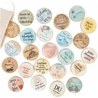 Logbuch-Verlag Dekofigur 24 kleine Glücksbringer Holztaler mit Motivationssprüchen 4 cm