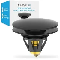 Bächlein Waschbeckenstöpsel Pop-Up Waschbeckenstopfen, (Schwarz-matt), Stöpsel mit integriertem Haarsieb für Abläufe Ø 40 mm