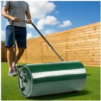LALAHO Rasenwalze Handwalze aus Eisen 50L, 60 cm,Rasenroller Schwerlasttrommel, 106 x 60 x 32 cm, für Ebenen Rasen