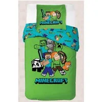 BrandMac Bettwäsche Minecraft "Classic Crew" Wende-Bettwäsche-Set, Gaming 135x200 & 80x80, Baumwolle, 100% Baumwolle