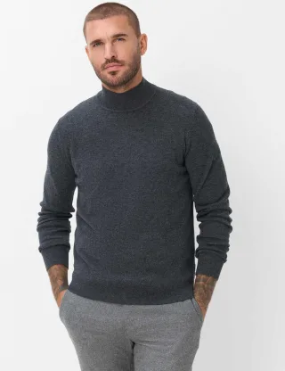 Brax Herren Strickpullover Style BEN cement, dunkelgrau, Gr. M