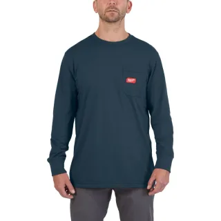 Milwaukee Arbeits-Langarm-Shirt mit UV-Schutz Blau M - 4932493044