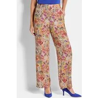 GOLDNER Stoffhose Kurzgröße: Schlupfhose mit floralem Print Viskosehose mit Teildehnbund, Eingriffstaschen und Knöchellänge