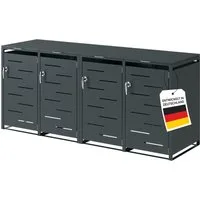 STEELSØN Mülltonnenbox Diorus 240L, abschließbar (Anthrazit, verfügbar mit 1, 2, 3, 4, oder 5 Türen), aus verzinktem Stahl