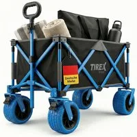 Xonic Bollerwagen TIREX by xonic® Bollerwagen Faltbar PU XL Rädern Fußbremse (Blue/Grey)