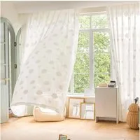 Sunicol Gardine Voile Vorhang Jacquard Gardinen, Halbtransparente, 3D Blumenmuster (2 St), Romantisch Dekoschal für Mädchenzimmer Wohnzimmer, 2 Stücke