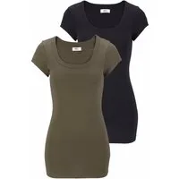 Flashlights T-Shirt (2er-Pack) figurbetonter Schnitt, unifarben, Rundhalsausschnitt