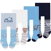 L&K-II Strumpfhose 2760 (4er-Pack) Babystrumpfhose für Baby Jungen mit Hund Löwen Affen Bären Motiv