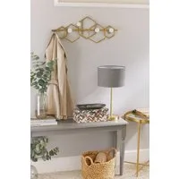 moebel-direkt-online Wandgarderobe Sally, aus Metall, goldfarben beschichtet, 5 Haken mit runden Holzknöpfen