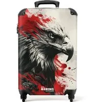 NoBoringSuitcases.com© Hartschalen-Trolley Schwarzer und weißer Adler mit roter Farbe 55x35x20cm, 4 Rollen, Reisekoffer mit 4 Rollen, Carry on luggage, Männer