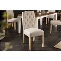 riess-ambiente Polsterstuhl CASTLE beige/natur - Strukturstoff, Holzbeine, mit Ziersteppung (Einzelartikel, 1 St), Landhaus & Chesterfield-Kombination - ideal für Küche & Esszimmer