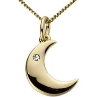 Firetti Kettenanhänger Schmuck Geschenk Gold 333 Halsschmuck Anhänger für Halskette Mond, mit Brillant