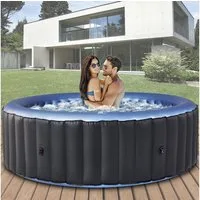 mSpa Whirlpool Comfort Bergen aufblasbar C-BE062 für 6 Personen, Selbstaufblasendes System, aufgeblasen in 5 Minuten, (Whirlpool outdoor für 6 Personen, Pool, Schnellheizsystem, UV-C-Wasserreinigung, Anti-Frost-System), PRCD-Schutzschaltung, Selbstau