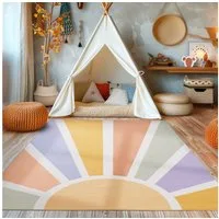 SIMPEX24 Teppich Sonnenstrahlen, Rechteckig, Höhe: 7 mm, Jungen-Mädchen Babyzimmer Teppich Kinderzimmer