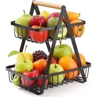 TUWENA Obstschale 2 Stöckig Obstkorb Etagere, Ablagekorb Stehend Aufbewahrung Küche